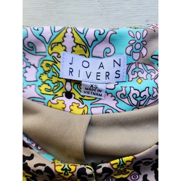 TOP-JACKET-JOAN RIVERS-Blue Yellow Green-3/4 Length Sleeves-Size X-SMALL - Picture 9 of 16